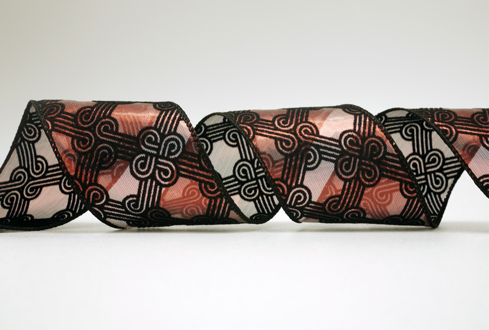 Velluto Motivo Nastro Metallico Trasparente