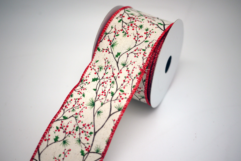 Red Pinecone & Pine Needle Ribbon | Elevate Your Crafts with Luxurious ...