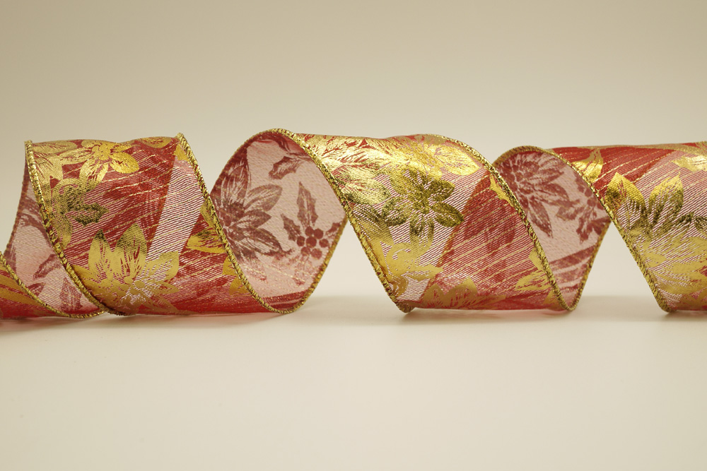 Фольгированная поинсеттия Металлическая органзовая лента