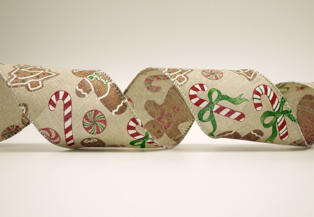 Пряничный человечек, лента из фальшивого мешковины с леденцом на палочке