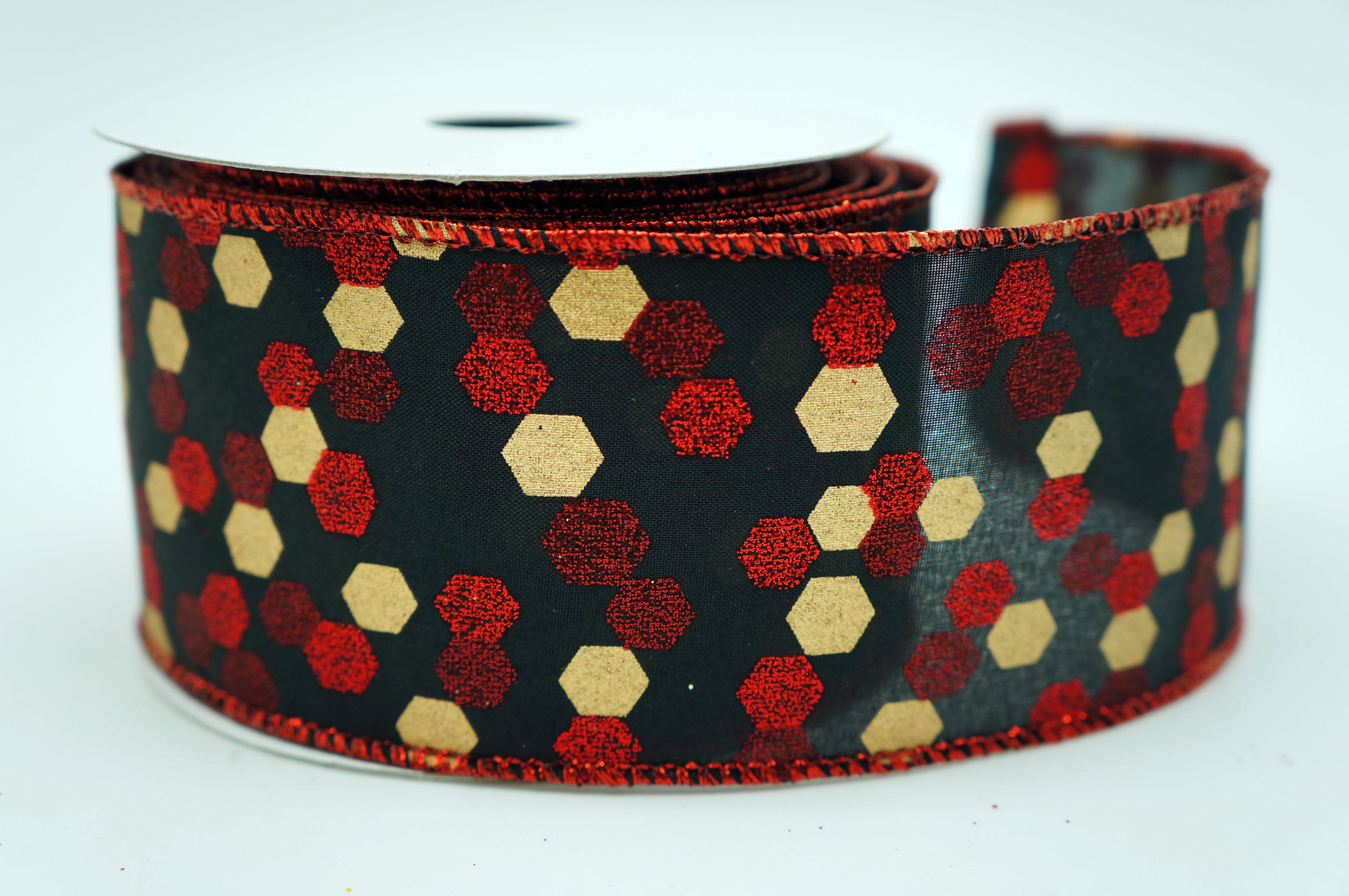 Kozy Ribbons Honeycomb Satin Ribbon with Glitter | KING YOUNG Christmas Ribbon