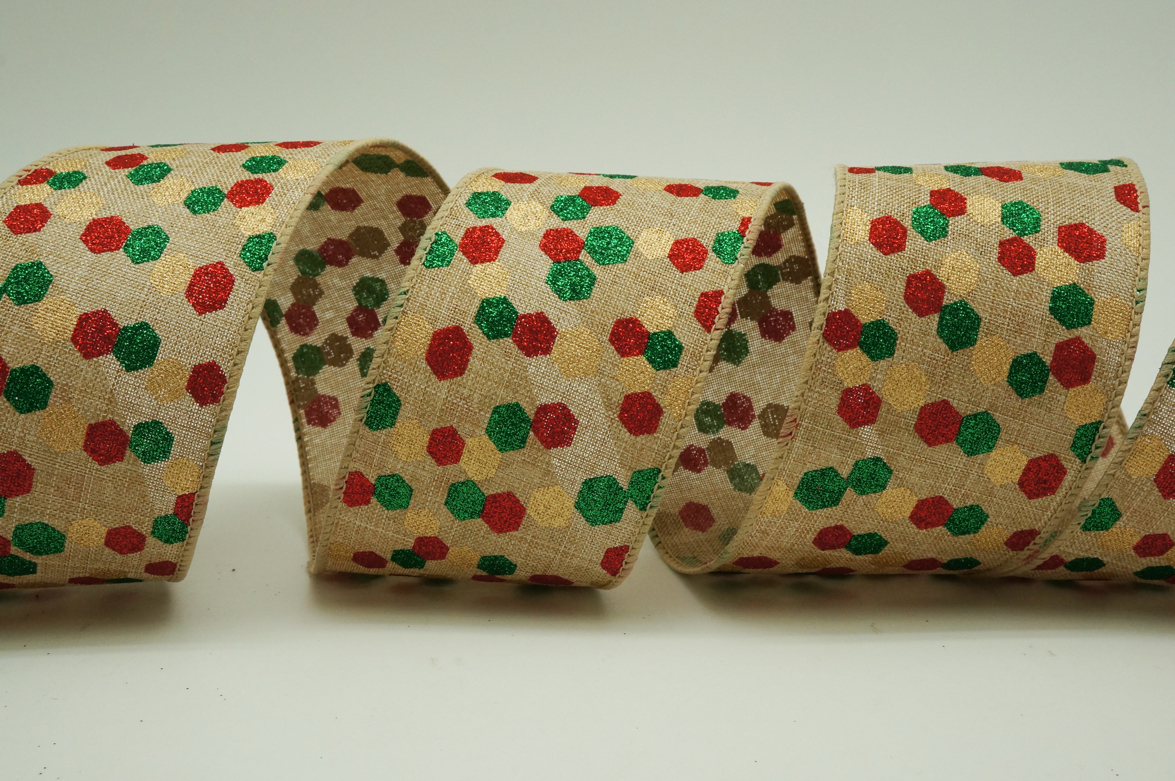 Honeycomb Holiday Ribbon | Elevate Your Crafts with Luxurious Satin Ribbons