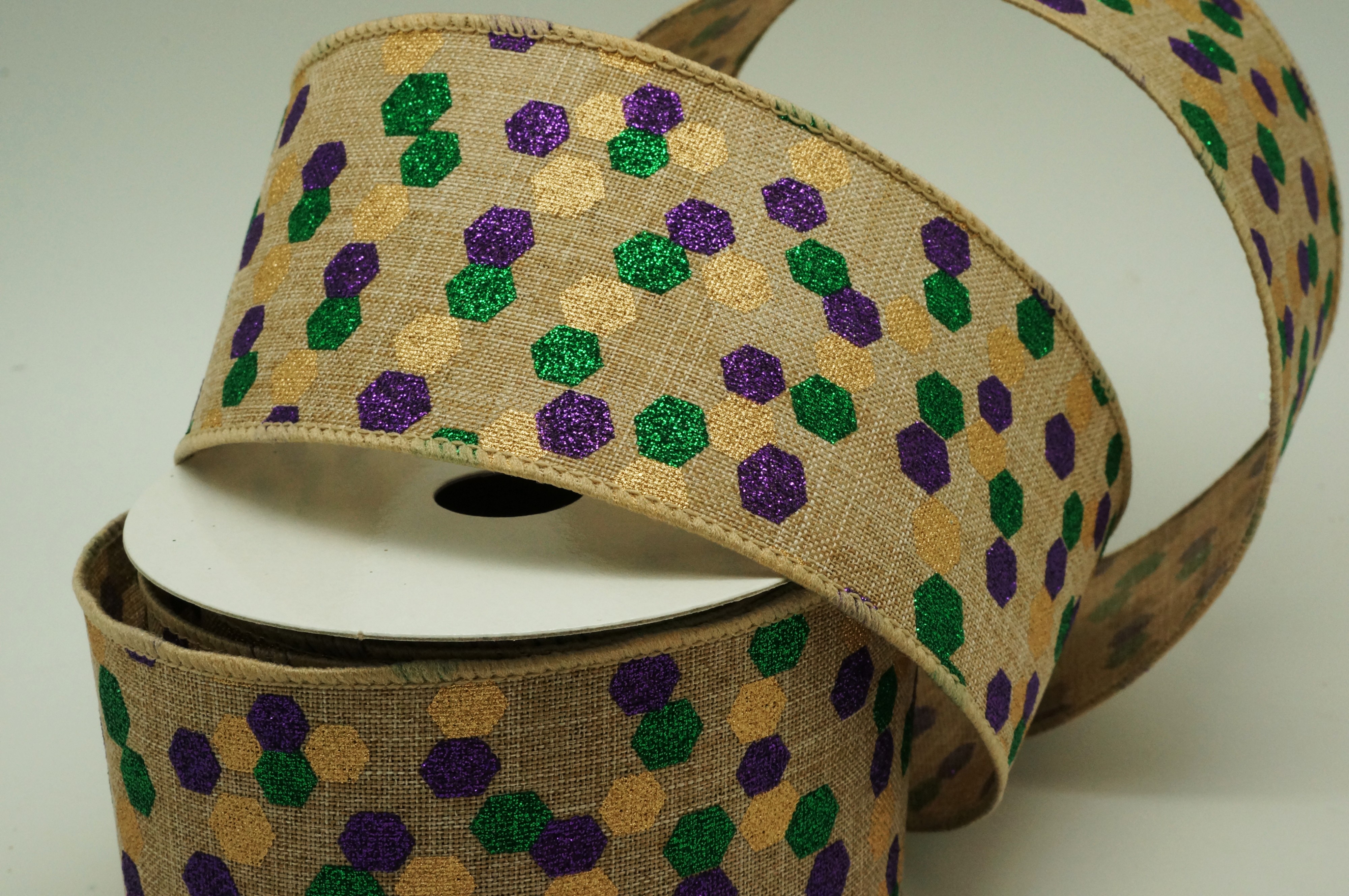 Honeycomb Holiday Ribbon | Elevate Your Crafts with Luxurious Satin Ribbons