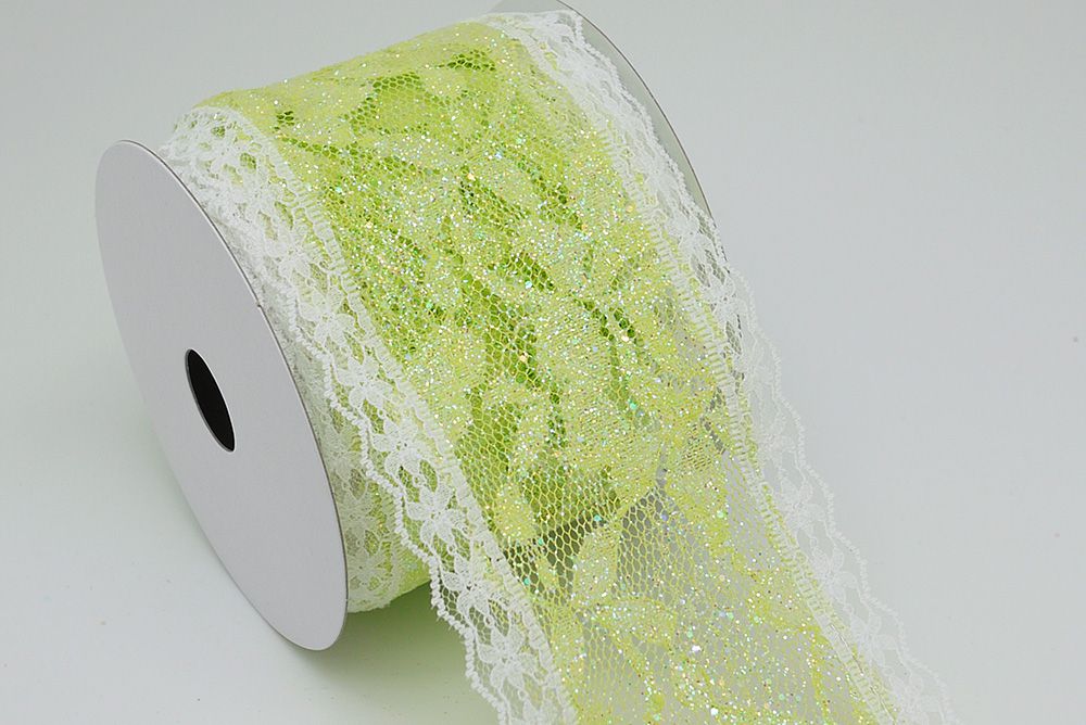 Appel Groene Glitter Kant Lint