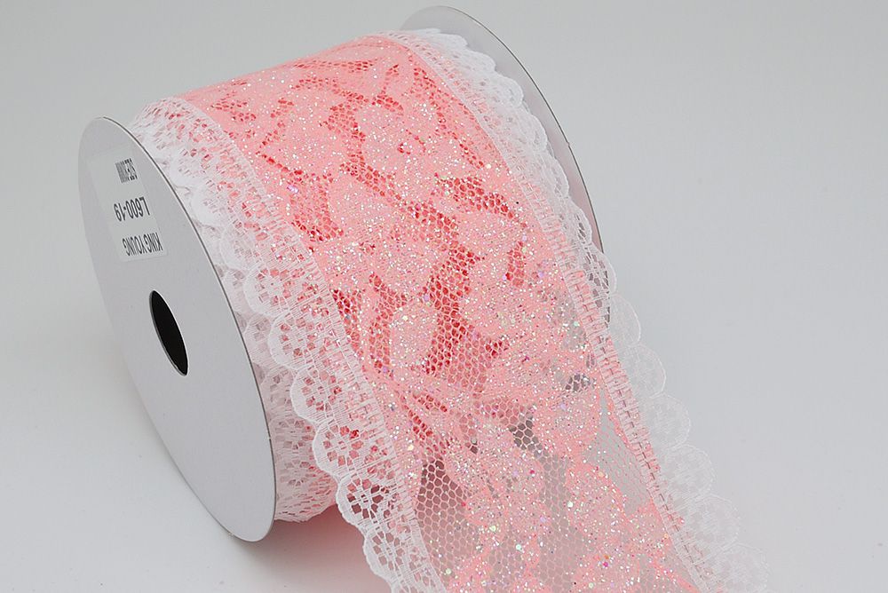 Roze Glitter Kant Lint