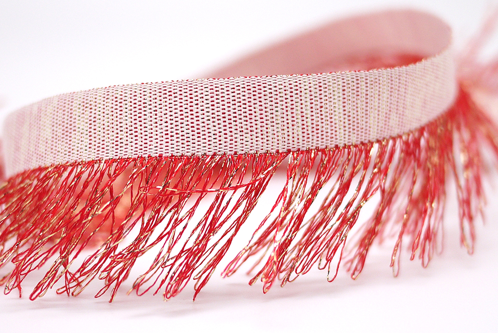 Single Yarn Ribbon One-Side Fringed Ribbon with Metallic Yarn | KING YOUNG