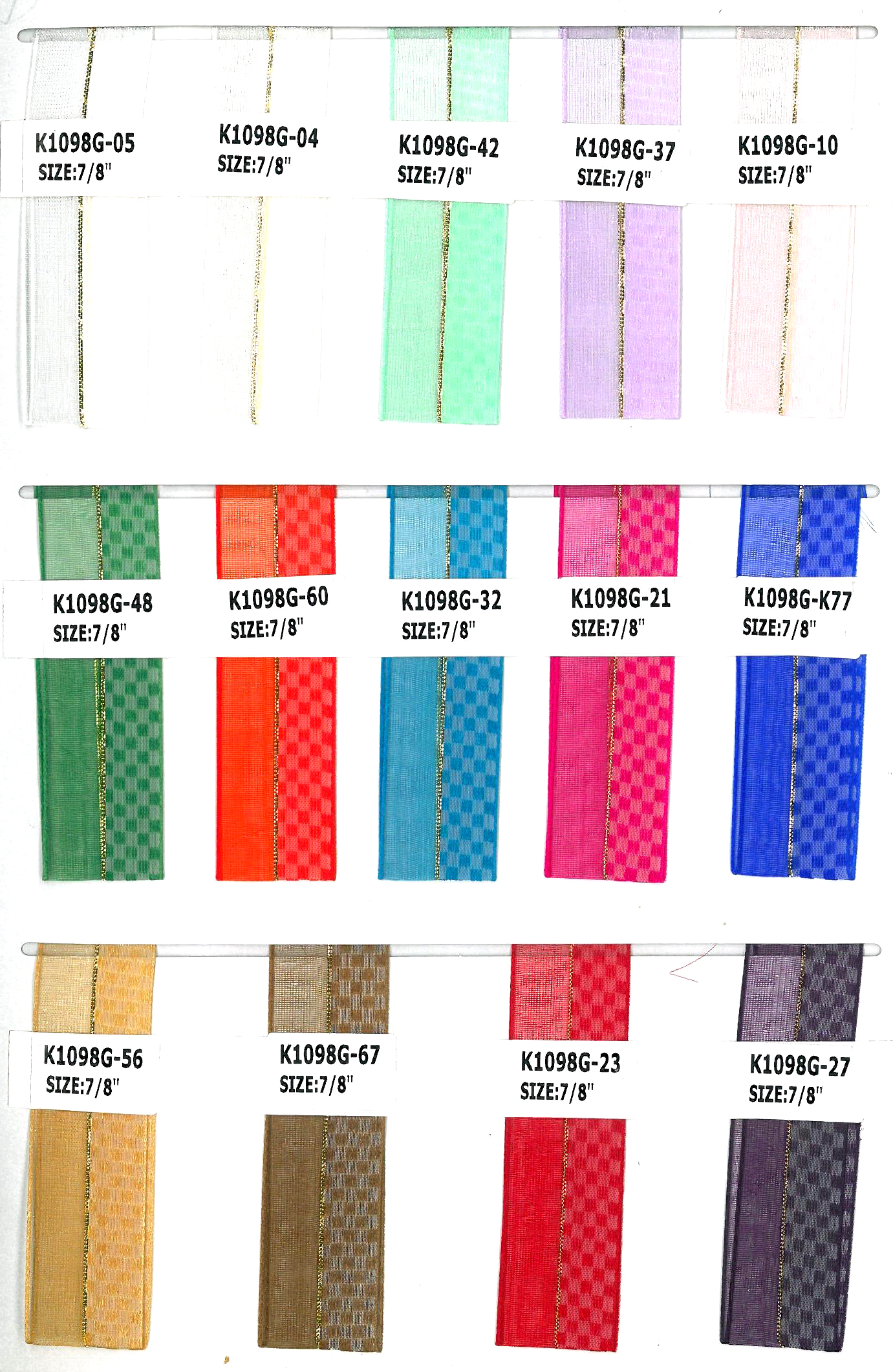 21 Inch Ribbon 21MM Metallic Woven Ribbon K1098G | KING YOUNG Taiwan Manufacturer