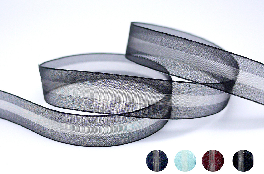 Двухцветная органзовая полосатая лента