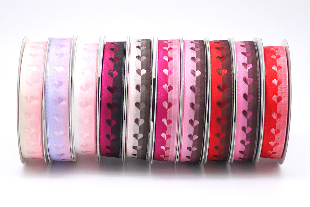 Kétszínű szívecskés Valentin-napi szalag
