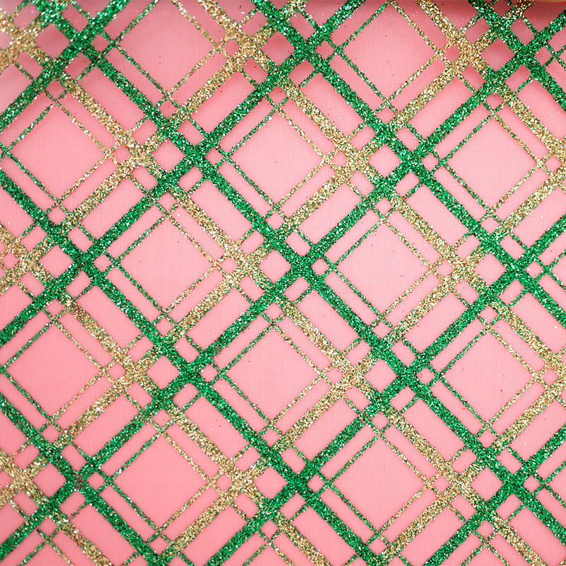 Csillogó ferde kockás organza szövet