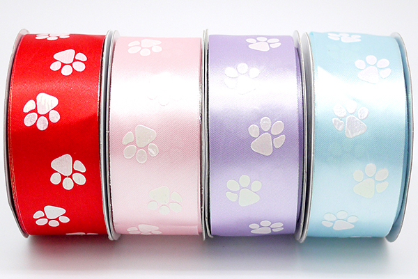 Partpet Ribbon Dog Paw Print Satin Ribbon 1.5