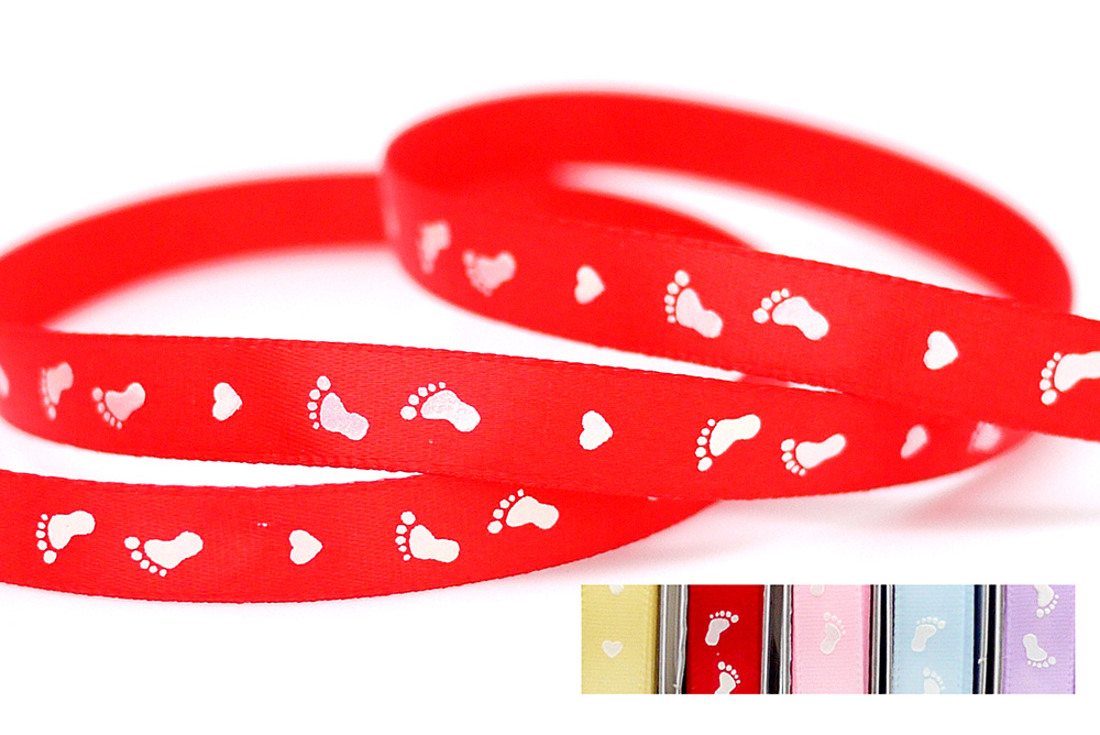 Szív és láb mintás szalag