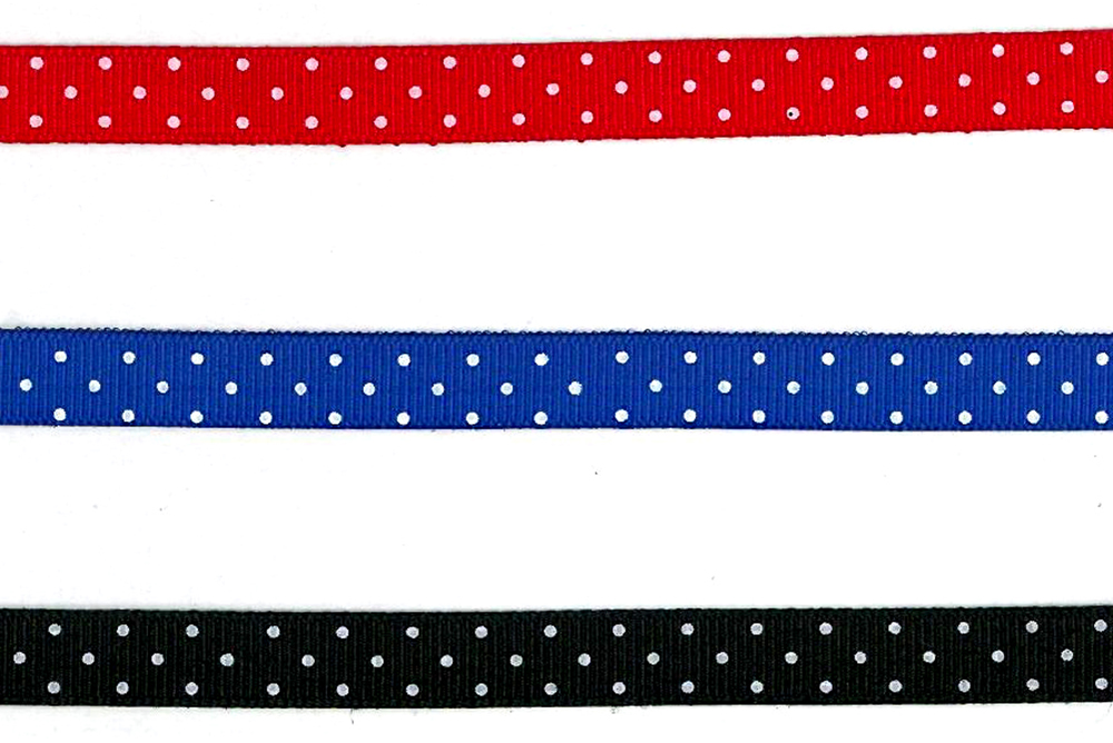 Лента гросгрейн с мелкими точками