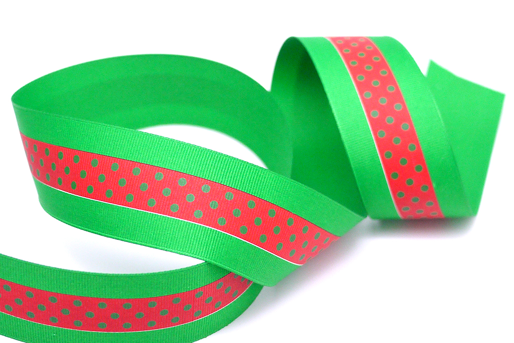 Bi-colored Dots Grosgrain Ribbon, Holiday Ribbons