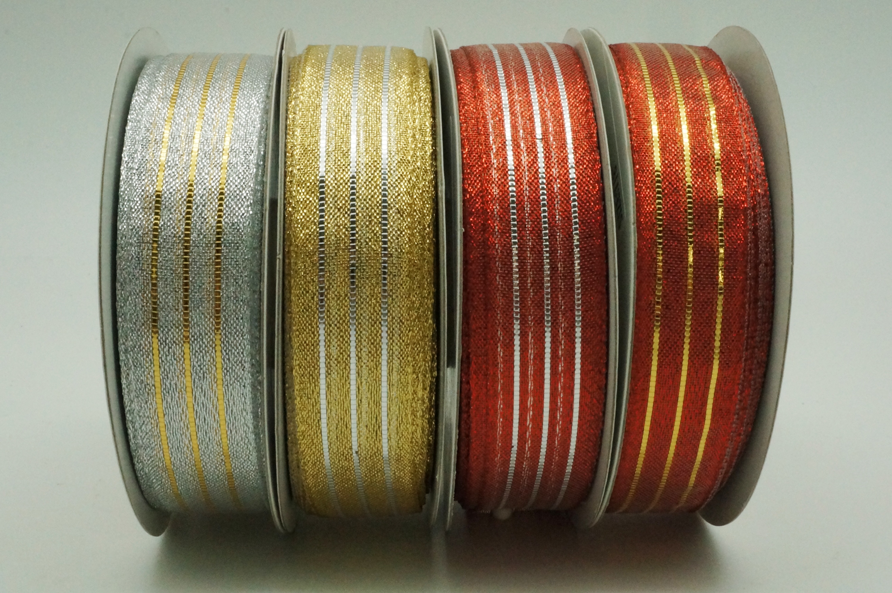 Three-Stripe Metallic Ribbon | Elevate Your Crafts with Luxurious Satin ...