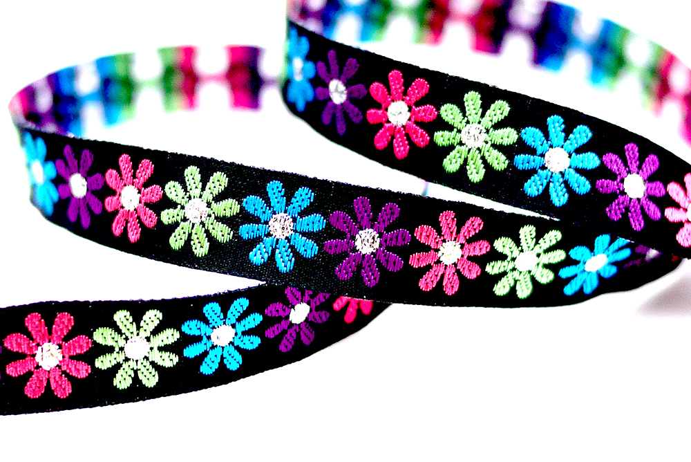 Πολύχρωμη Κορδέλα Jacquard Λουλουδιών