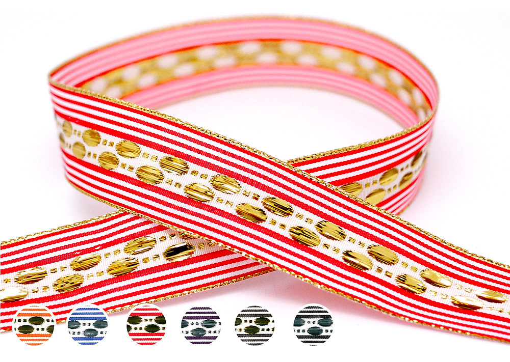 Жаккардовая лента в горошек и полоску