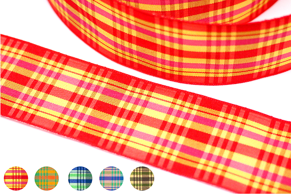 Pidd Ribbon Plaid Ribbon_PF192W | Elevate Your Crafts with Luxurious Satin Ribbons