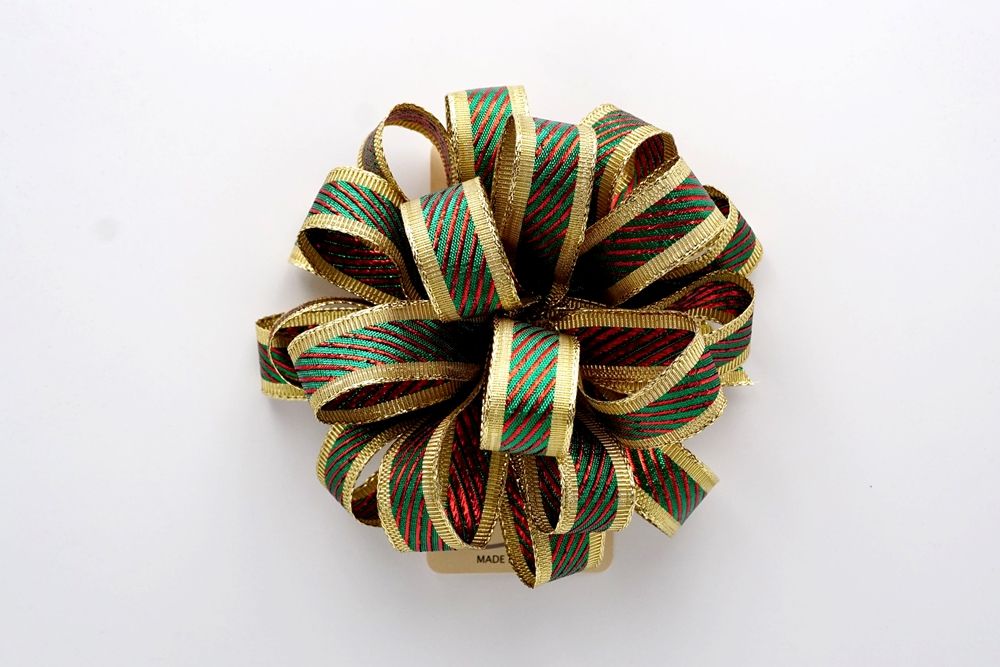 Πράσινο και Χρυσό Μεταλλικό 11 Στρογγυλές Πομ Πομ Κορδέλες Τόξο_BW643-W904-1