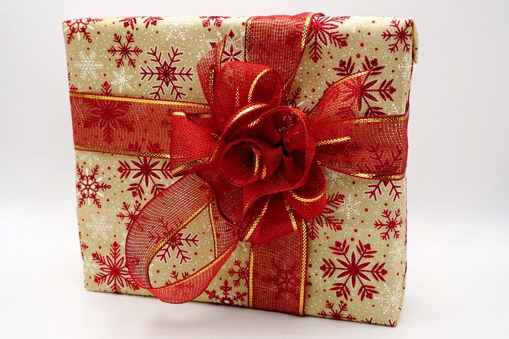 6 étiquettes cadeaux de Noël - Rouge et paillettes dorées - N/A