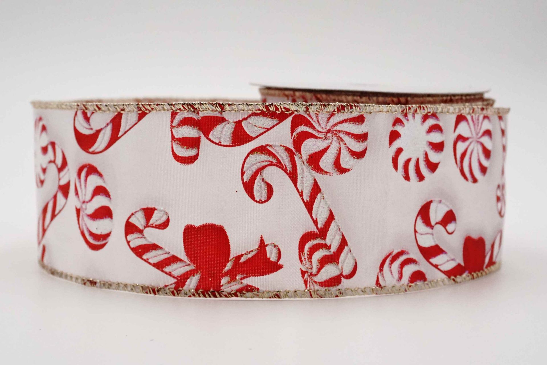 Bow-tied Candy Canes Ribbon | Glitter Wired Christmas Ribbon - KING YOUNG