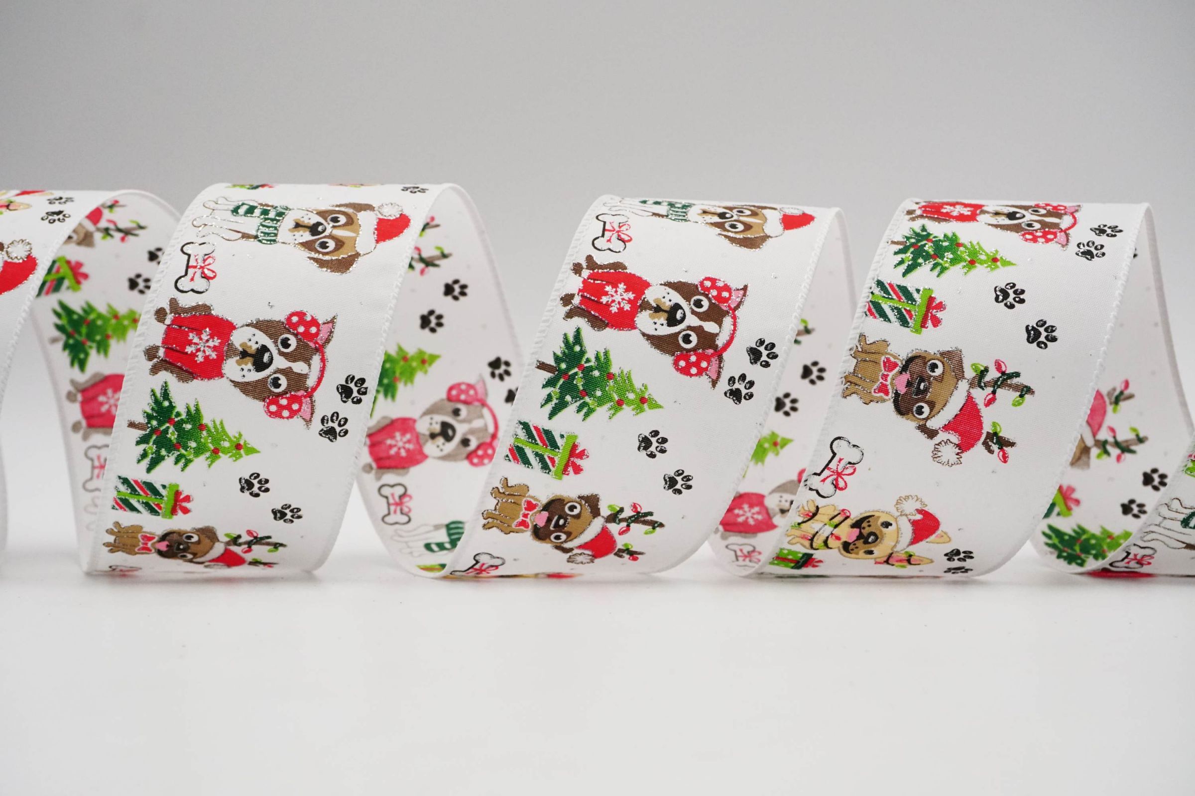 Christmas Pets Wired Ribbon | KING YOUNG - Dog Themed Holiday Trim