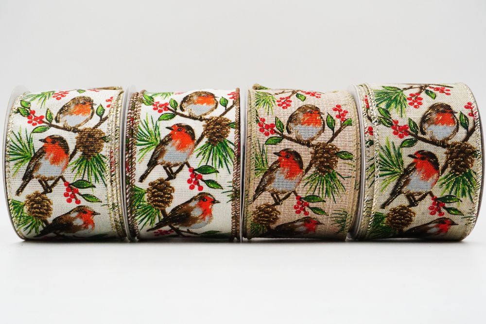 Christmas Robin Ribbon | Elevate Your Crafts with Luxurious Satin Ribbons