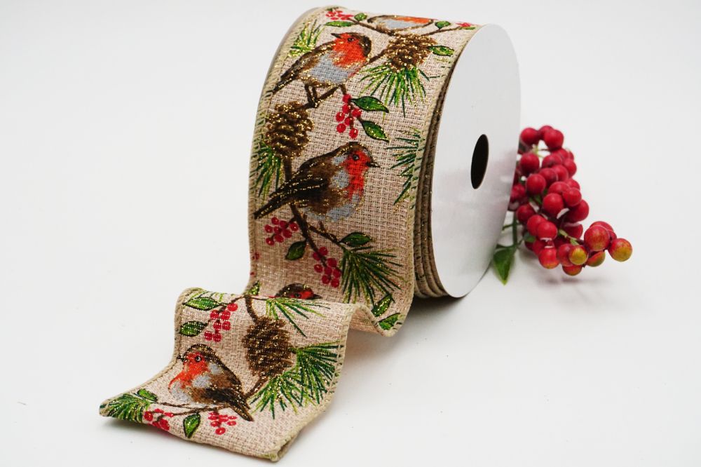 Christmas Robin Ribbon - Wired Holiday Décor | KING YOUNG