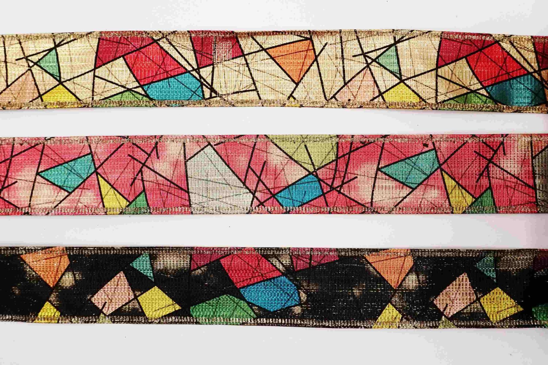 Geometric Ribbon Design Colorful Geometry Metallic Woven Ribbon | KING YOUNG