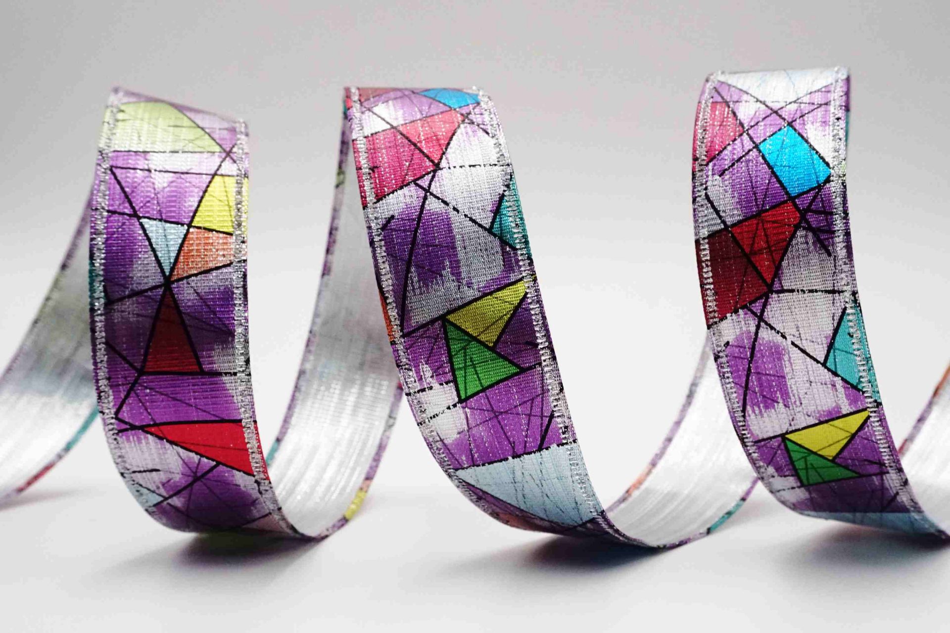 Colorful Geometry Ribbon | Elevate Your Crafts with Luxurious Satin Ribbons