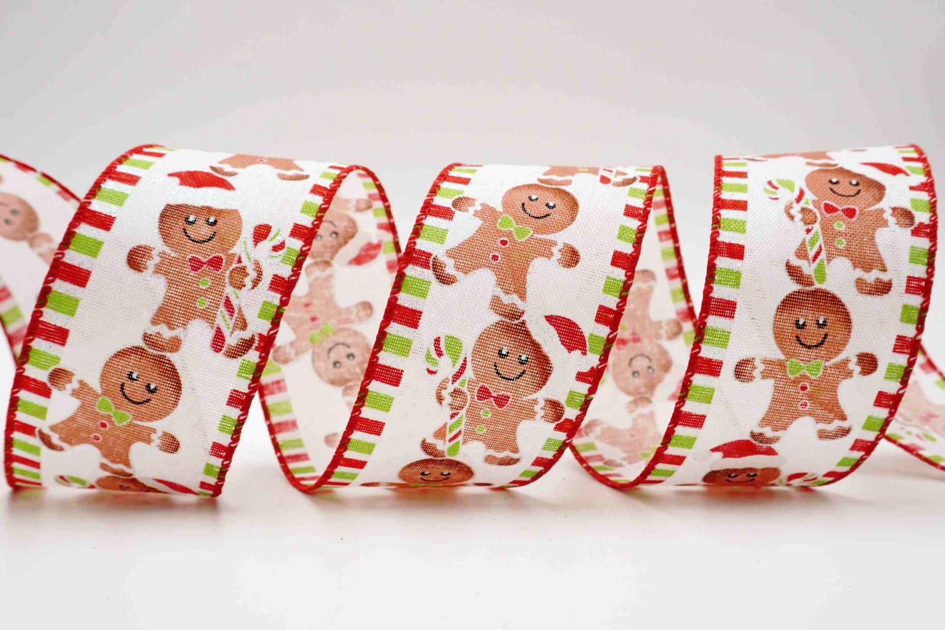 Gingerbread Cookies Wired Christmas Ribbon | KING YOUNG