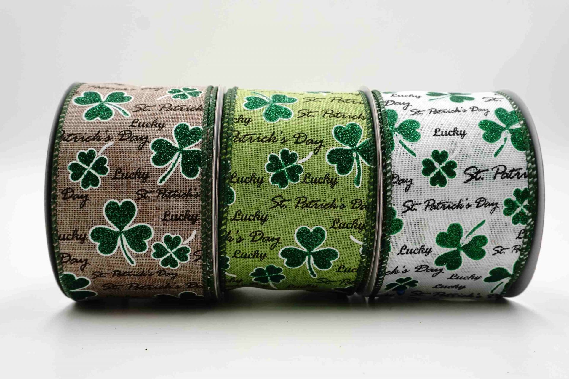 Glittery Clovers Ribbon | Elevate Your Crafts with Luxurious Satin Ribbons