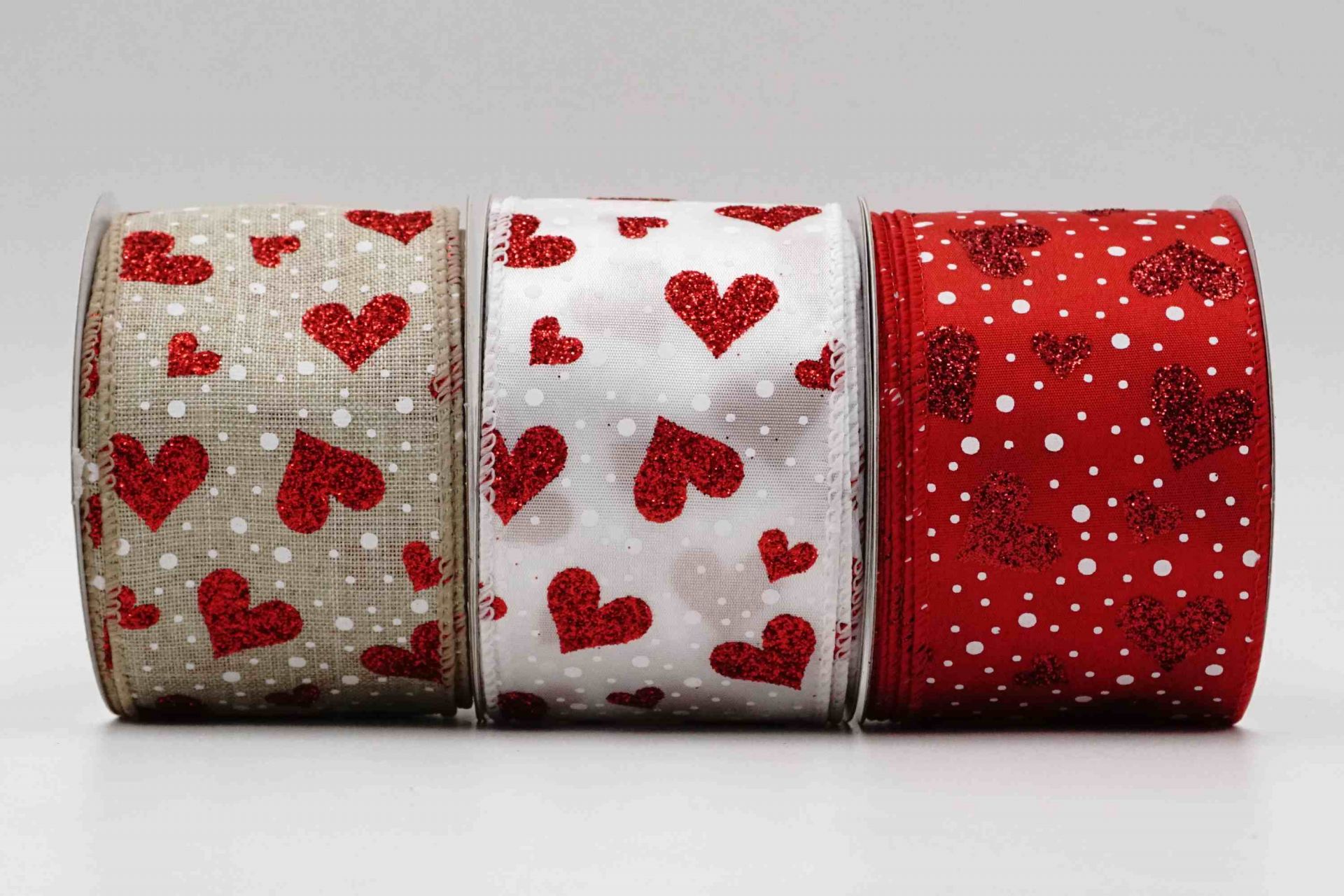 Glittery Hearts Valentine's Ribbon | KING YOUNG Wired Decoration Ribbon