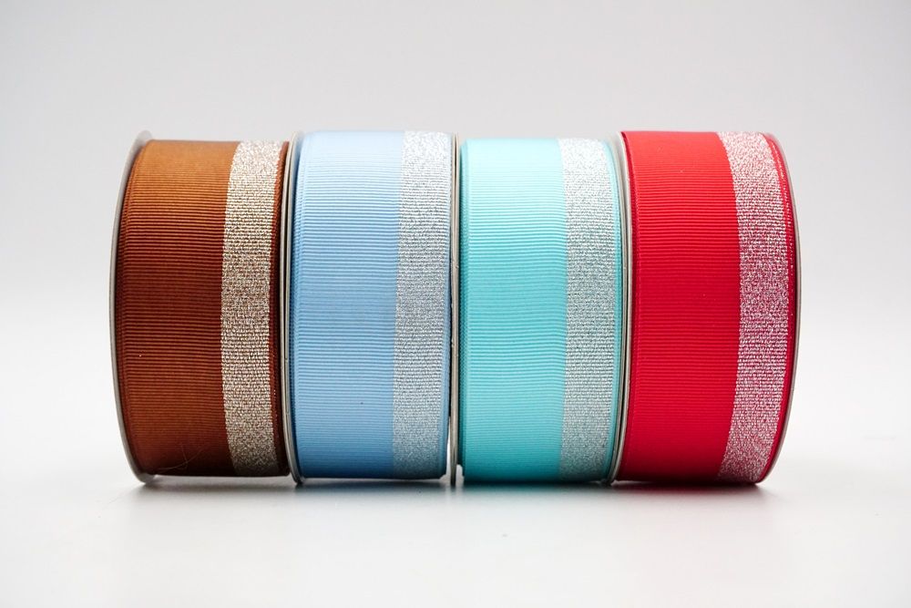Side Glittery Metallic Grosgrain Ribbon, Holiday Ribbons, Wholesale  Ribbon Manufacturer