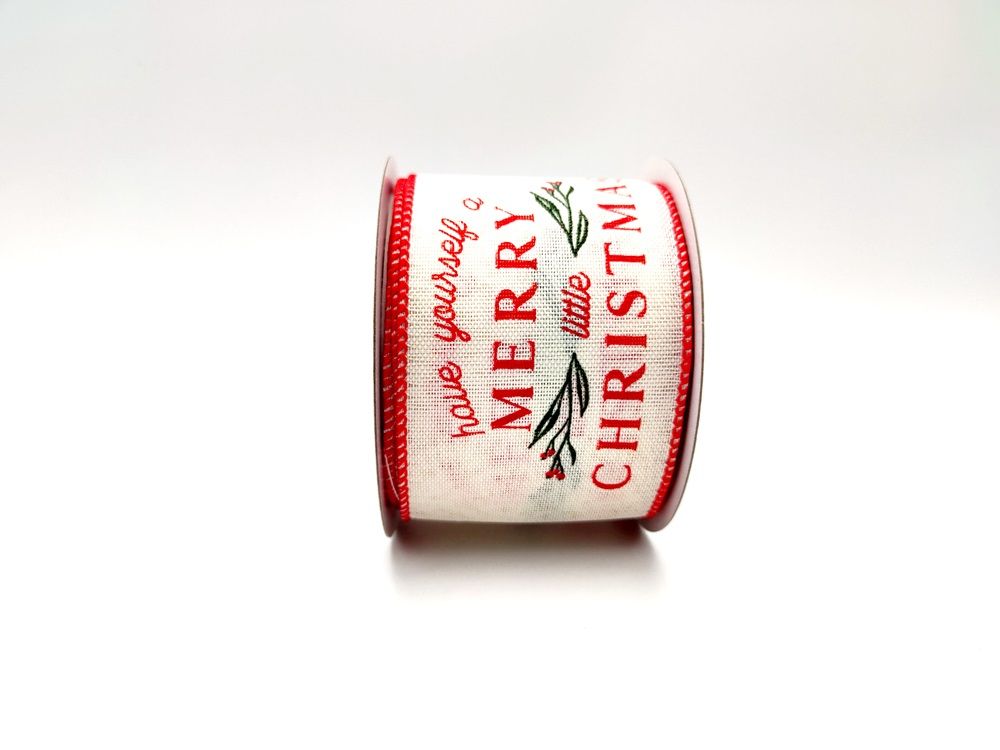 Дизайн ленты с новогодним узором "С Рождеством" из искусственного мешковины