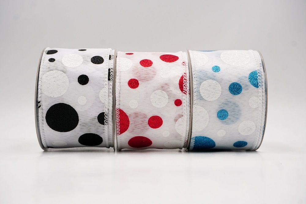 Glittery Polka Dots Wired Ribbon | KING YOUNG Festive Decoration