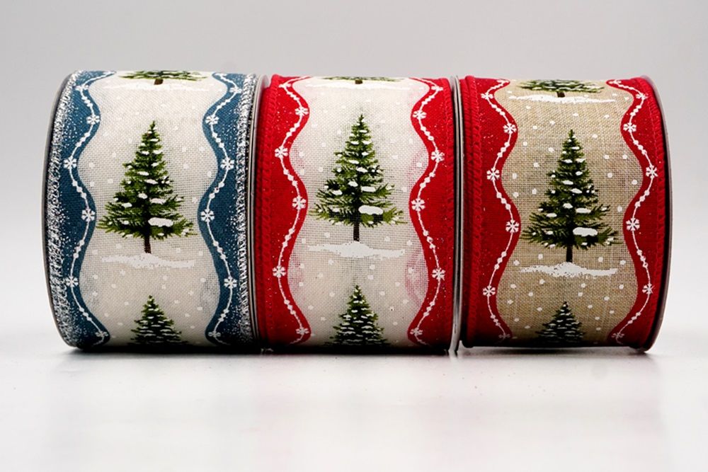 Rustic Christmas Tree Glitter Wired Ribbon | KING YOUNG