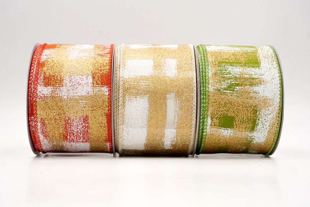 Brushstroke Plaid Wired Ribbon | Faux Burlap - KING YOUNG