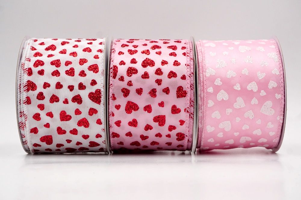 Glitter Heart Wired Ribbon for Valentine's Day | KING YOUNG