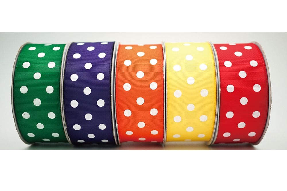 Bi-colored Dots Grosgrain Ribbon, Holiday Ribbons, Wholesale Ribbon  Manufacturer