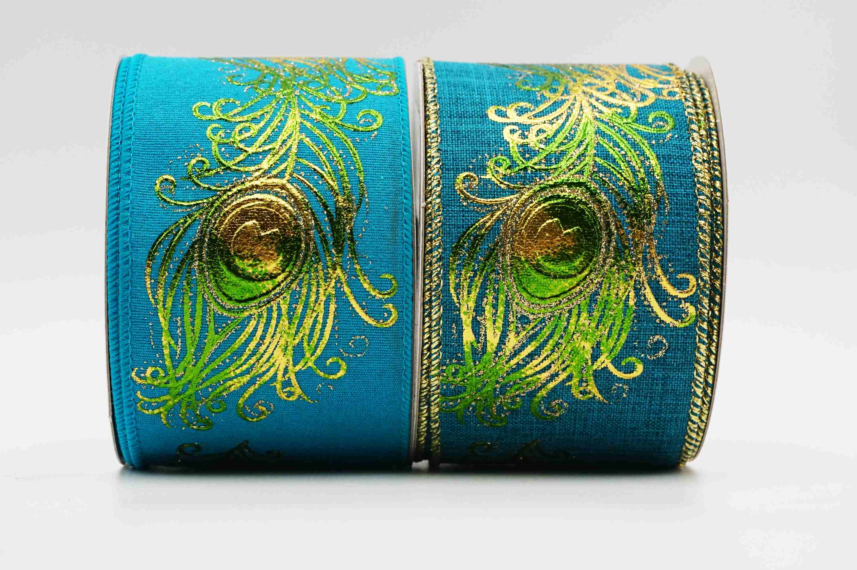 Peacock Diamond Dust Ribbon 1.5” x 10 Yards, Farrrisilk Luxury Ribbon for  Wreaths, Crafts or Floral Designs RP283-77