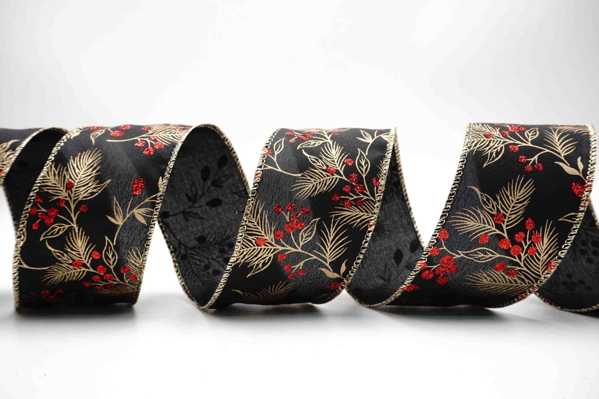 Pines & Berries Ribbon | Elevate Your Crafts with Luxurious Satin Ribbons