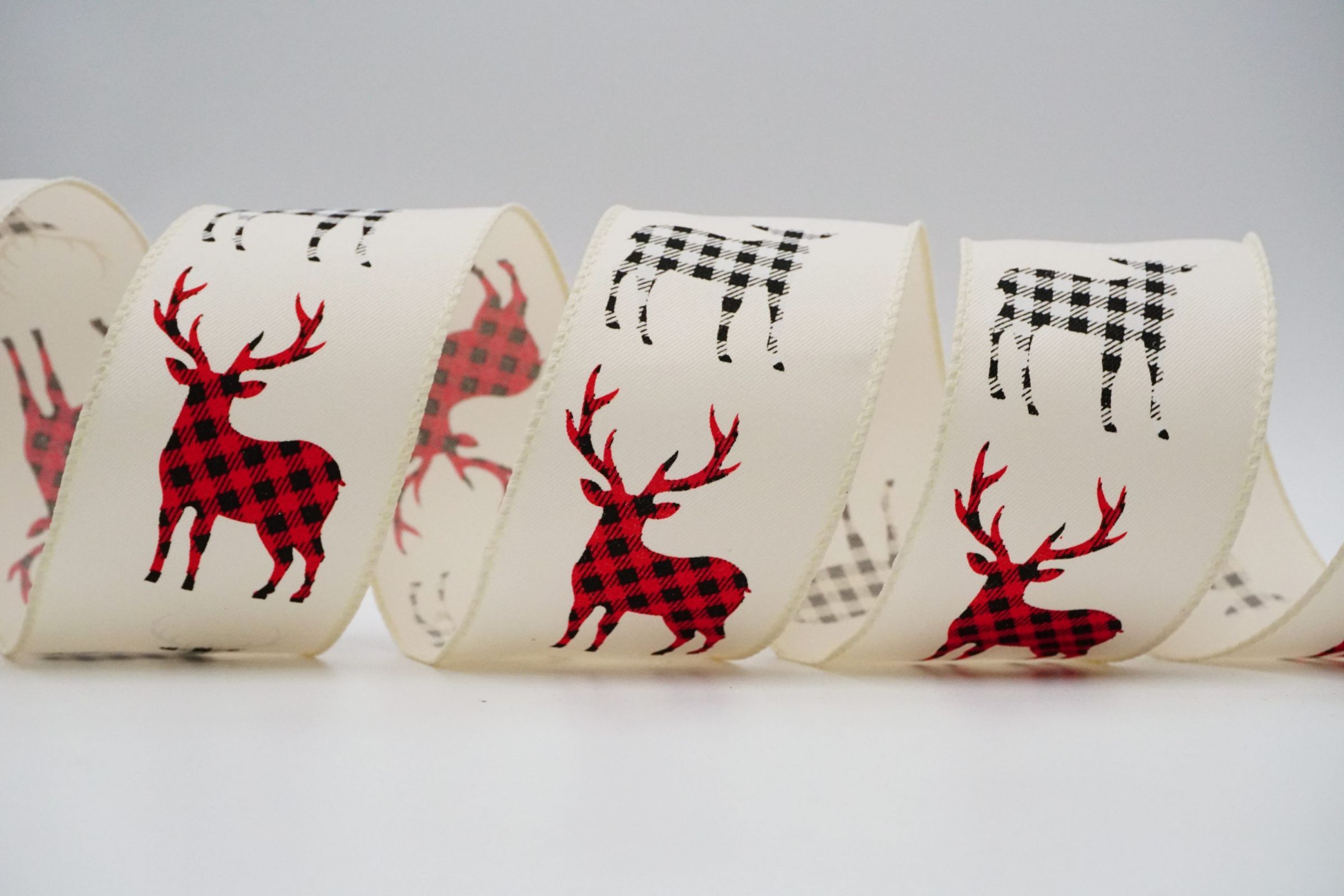 Reindeer With Buffalo Plaid Ribbon | Elevate Your Crafts with Luxurious ...