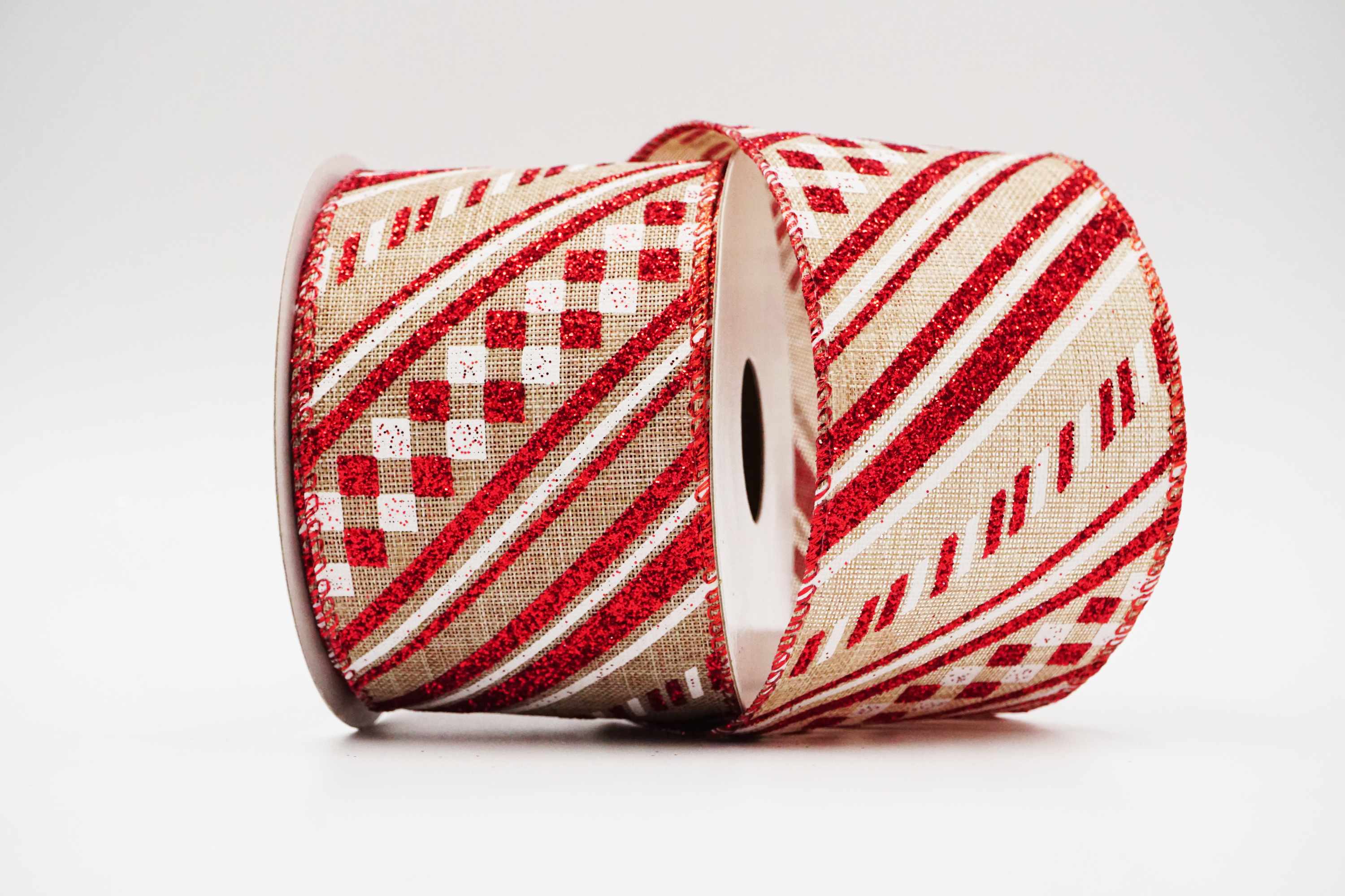 Retro Slant Stripes Wired Ribbon | Elevate Your Crafts with Luxurious ...