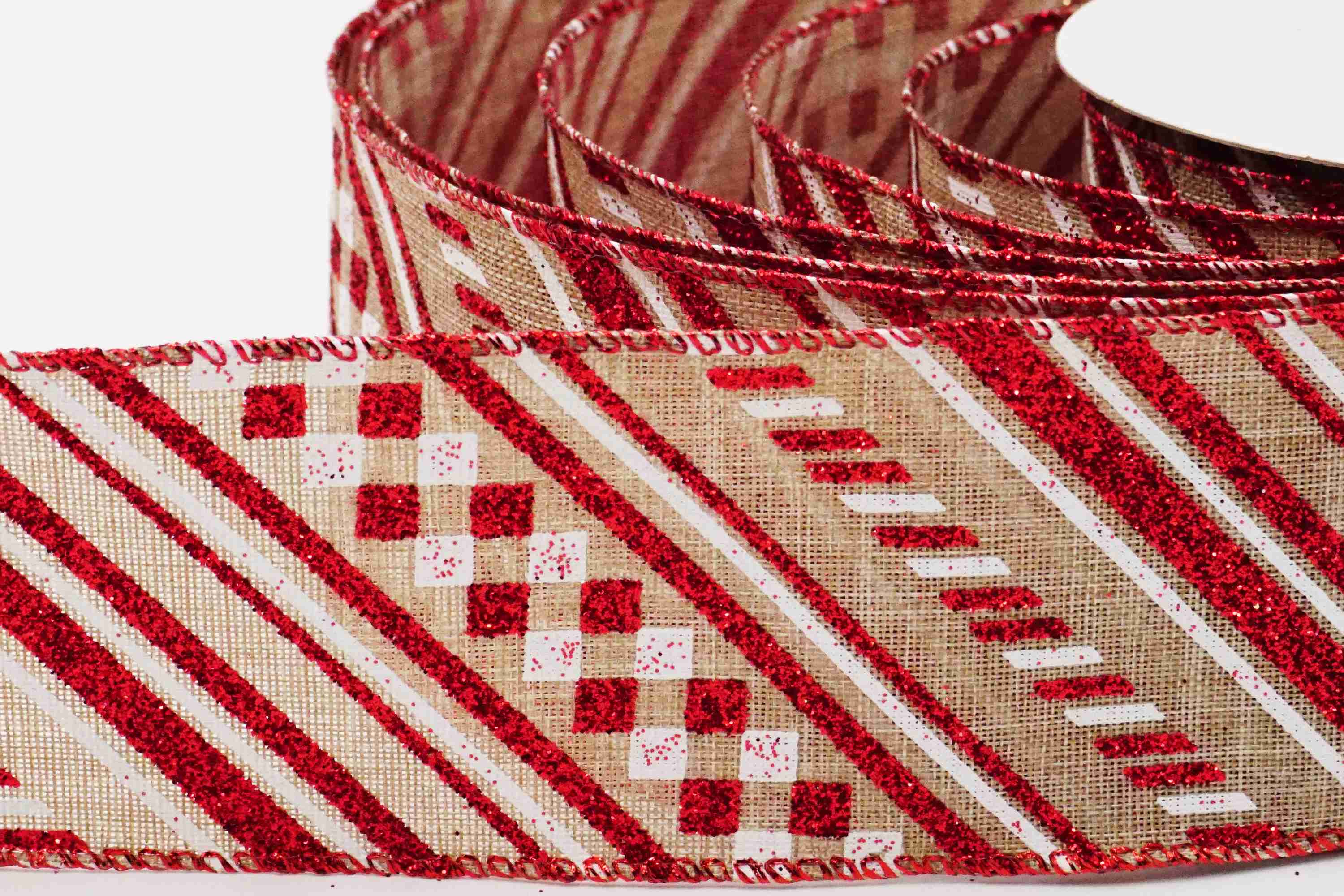 Retro Slant Stripes Wired Ribbon | Elevate Your Crafts with Luxurious ...