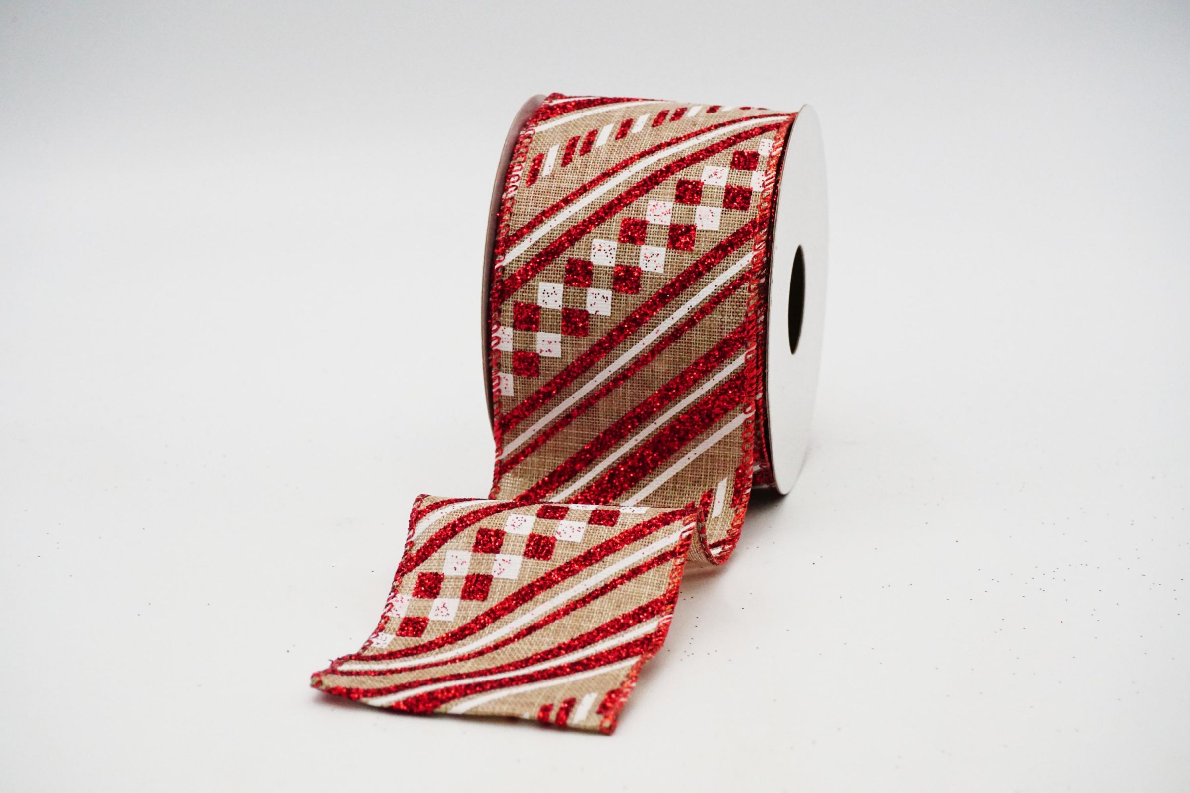 Retro Slant Stripes Wired Ribbon | Elevate Your Crafts with Luxurious ...