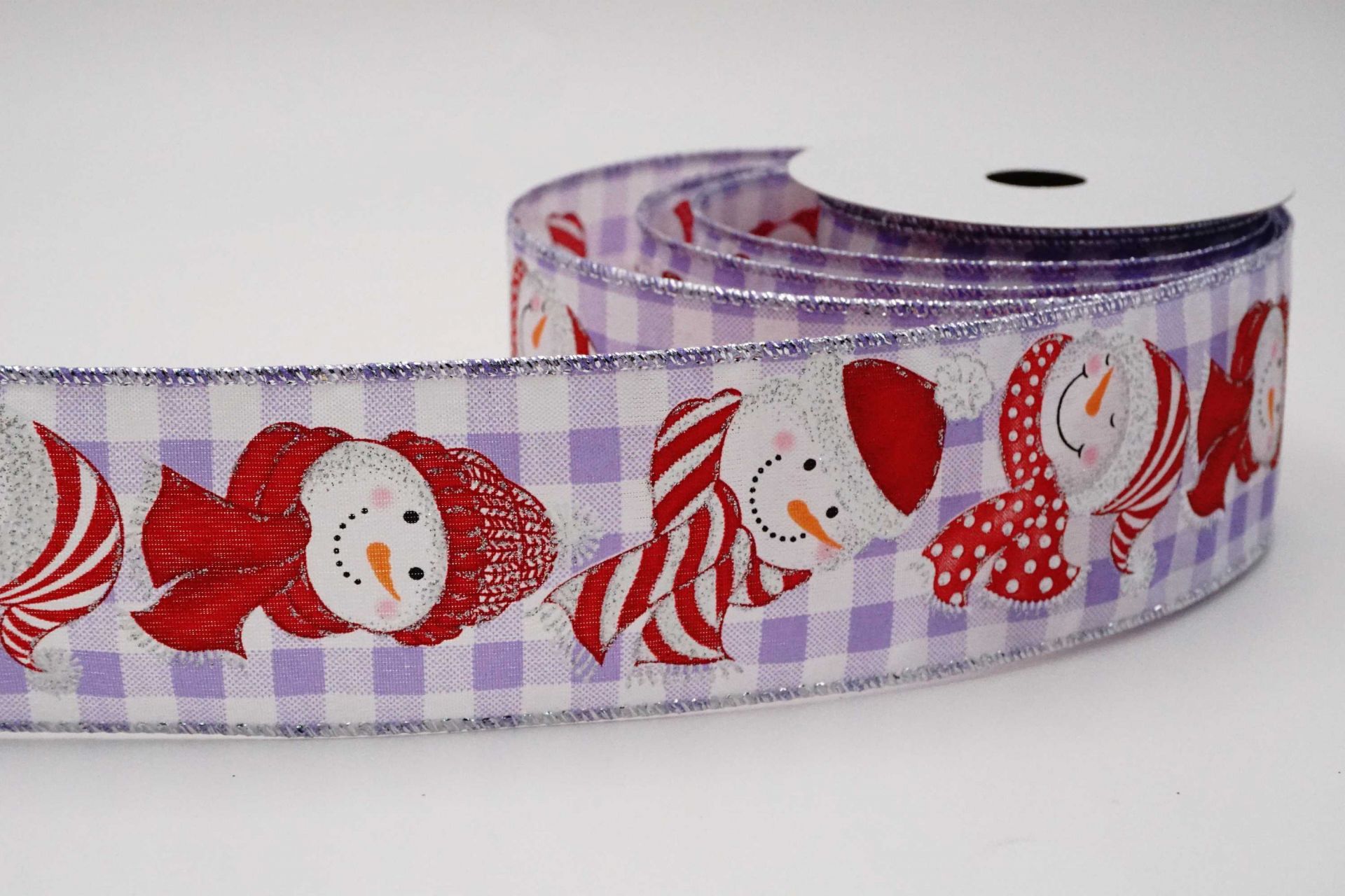 Snowman Plaid Christmas Ribbon - Wired Satin 2.5