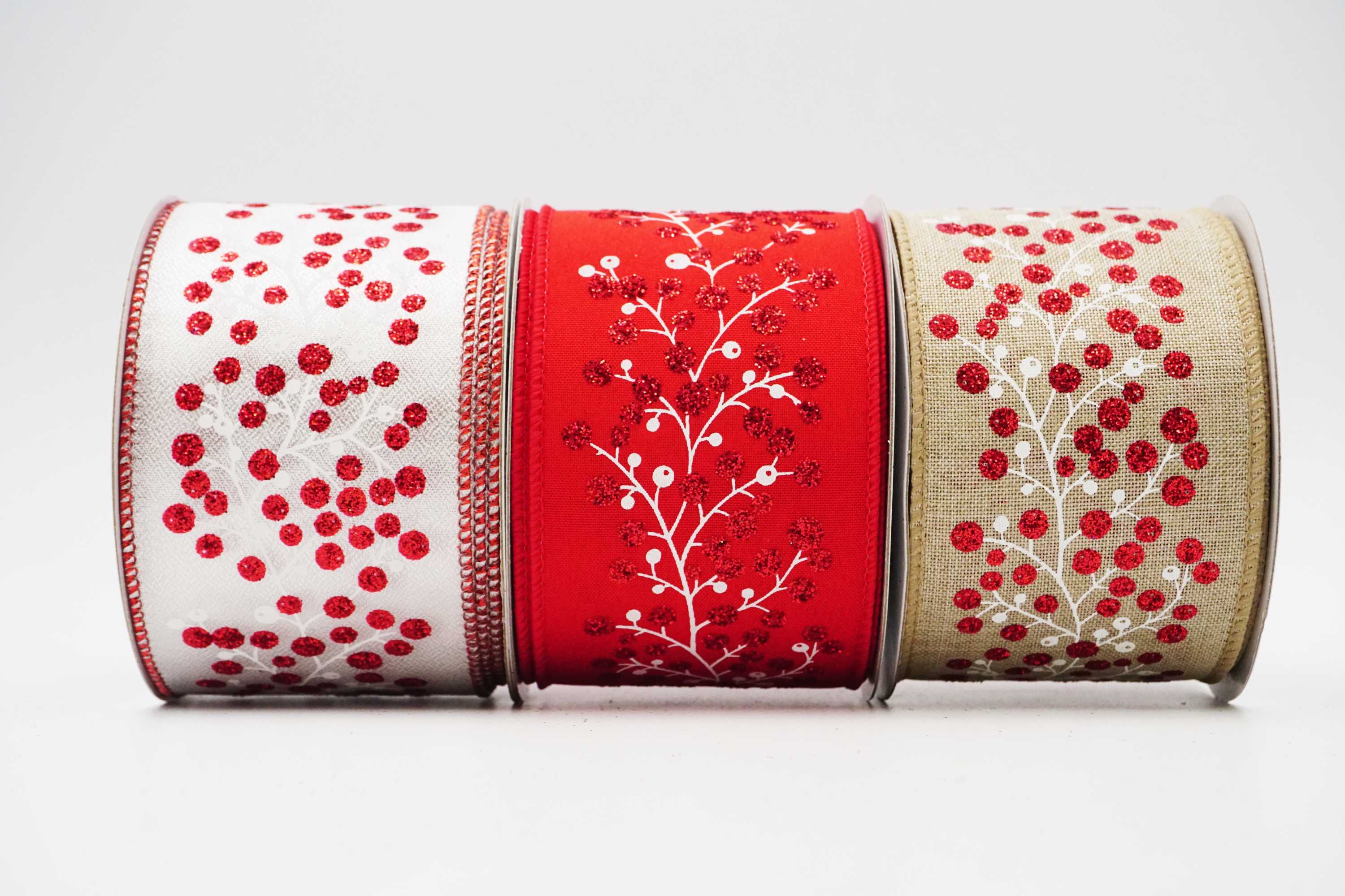 Sparking Red Berries Ribbon | Elevate Your Crafts with Luxurious Satin ...