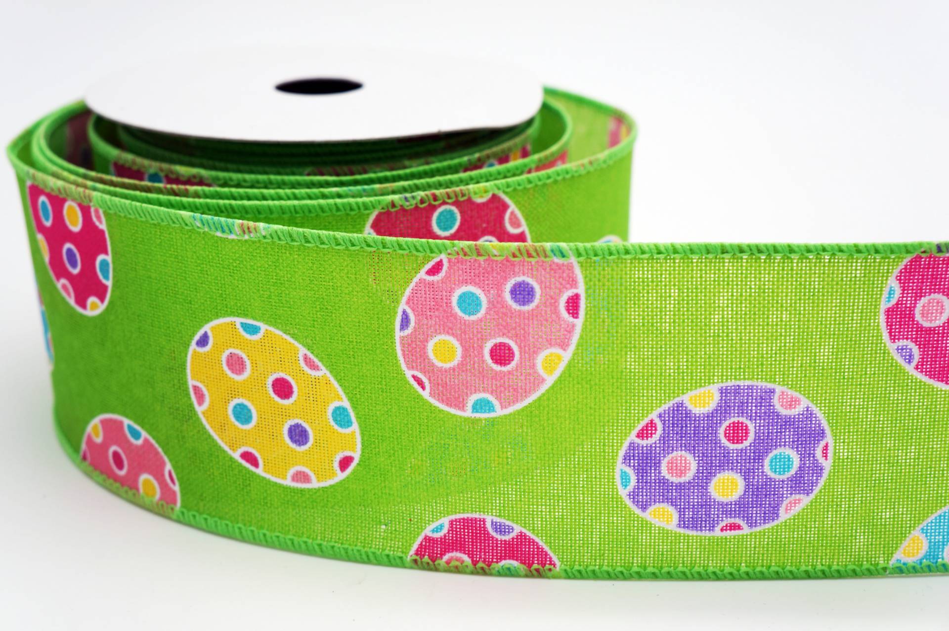 Kozy Ribbons Polka Dotted Easter Ribbon - Wired Faux Burlap | KING YOUNG
