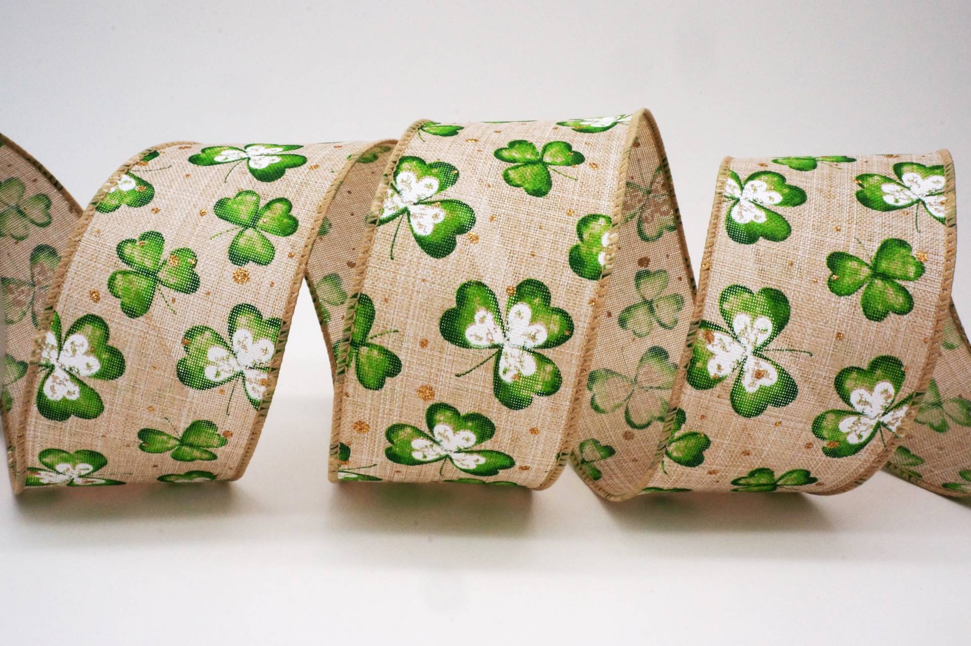 St. Patrick's Day Clover Ribbon with Gold Glitter | KING YOUNG